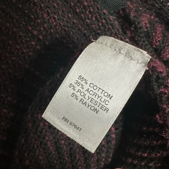 PUREJILL / Black & Maroon Cardigan Sweater / Medium / Preppy Goth Bohemian - Picture 12 of 13